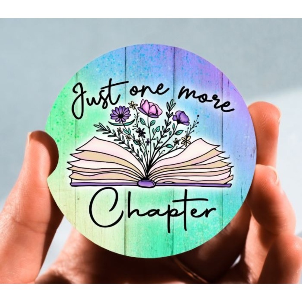 Set of 2‎ Car Coasters, Just One More Chapter Car Coaster, Neoprene Car Coaster